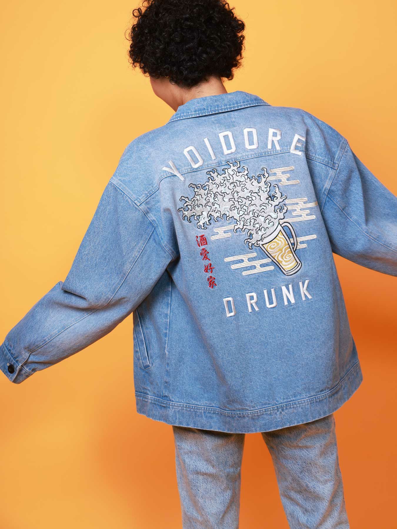 OLLE BOREBLA 刺繍デニムジャケット ≪30%OFF≫【YOIDORE】“浮世絵ビール”総刺繍デニムジャケット≪返品