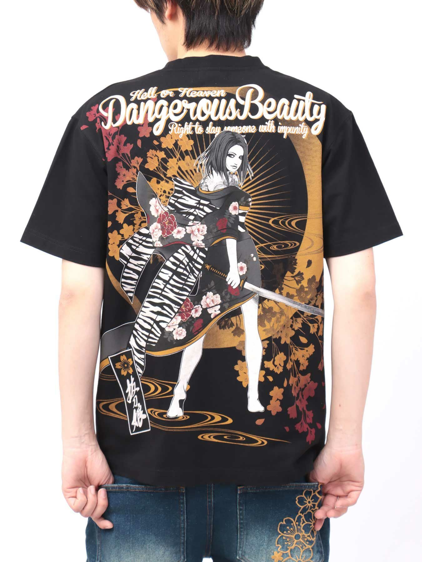 ≪30%OFF≫【抜刀娘】“凛：誘惑”刺繍入りプリントTシャツ≪返品・取寄