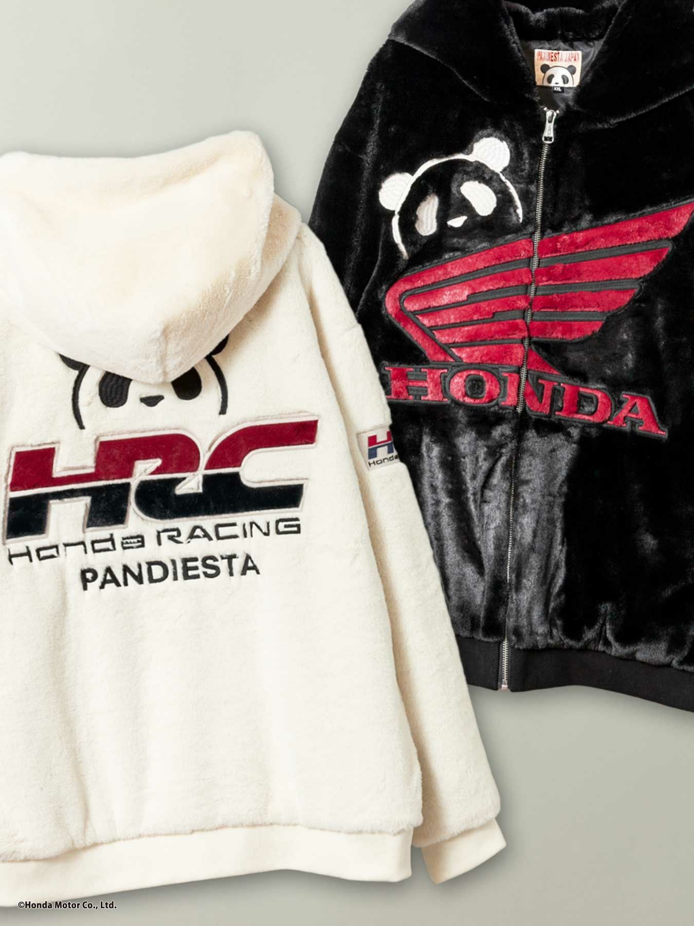 ≪30%OFF≫【HONDA×PANDIESTA JAPAN】“HRC”刺繍入りフェイクファーZIP