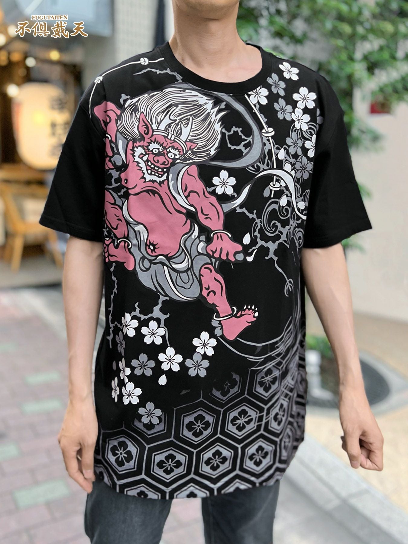 ≪50%OFF≫【不倶戴天】“風神雷神”プリントTシャツ≪返品・取寄対応