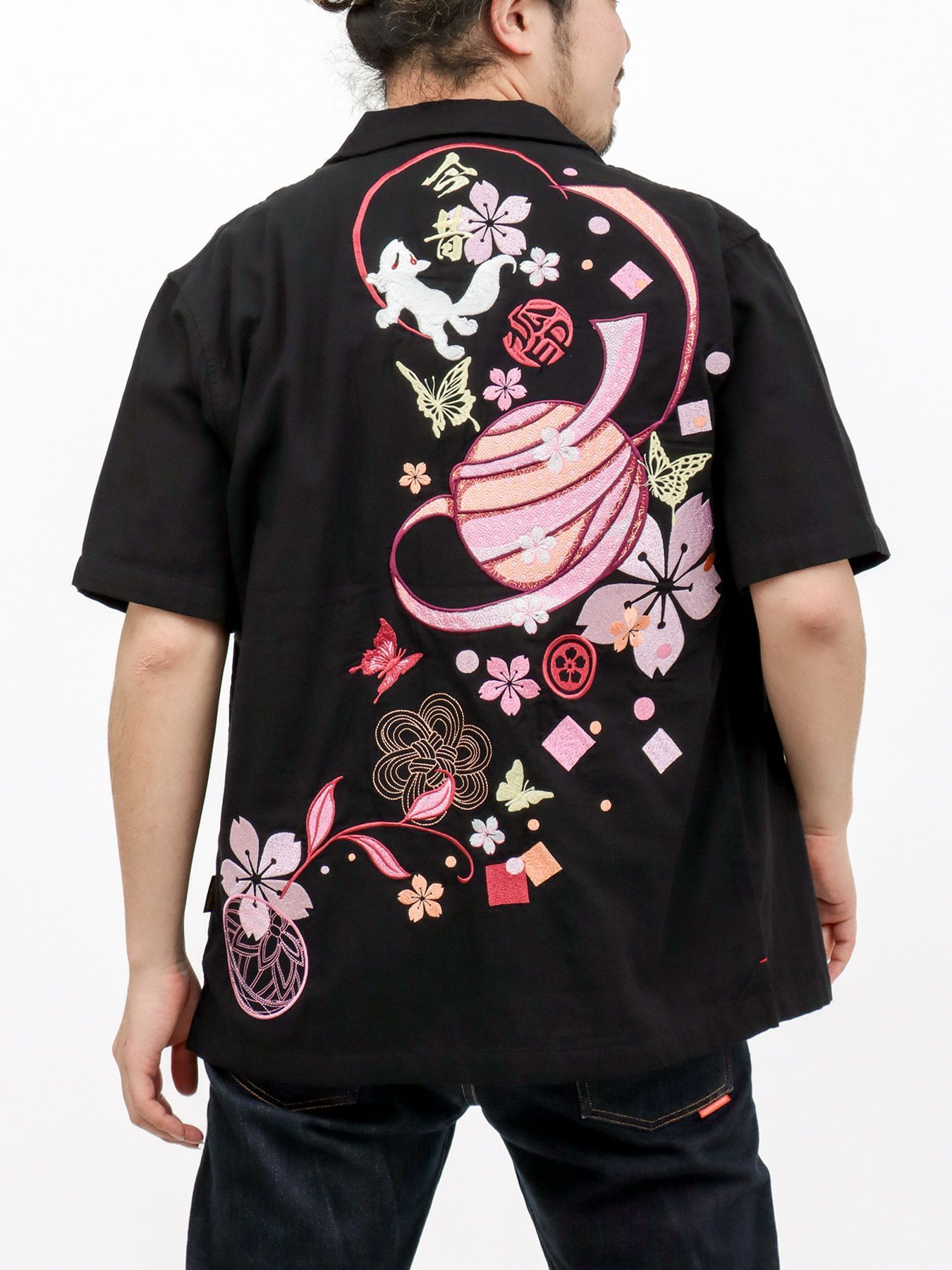 今昔 -KON-JAKU-】“桜花爛漫”総刺繍 半袖開襟シャツ | 流儀圧搾 ONLINE
