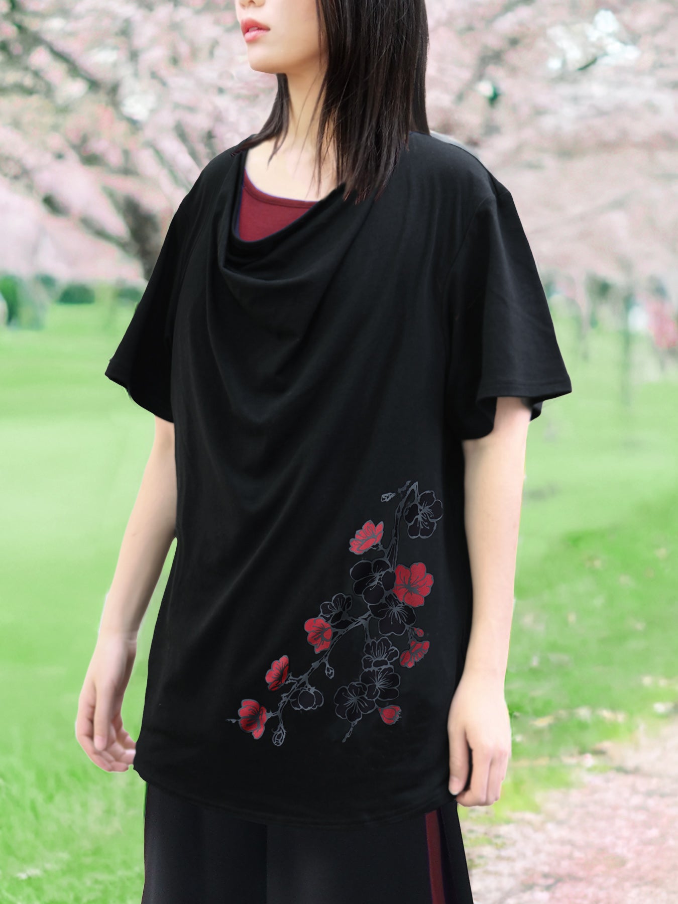 ≪21%OFF≫【雅結 -EN-】陰桜プリント ドレープTシャツ≪返品・取寄 ≪21%OFF≫【雅結 -EN-】陰桜プリント ドレープTシャツ≪返品・取寄