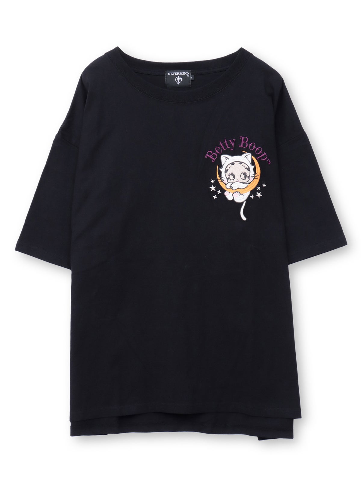 【BETTY BOOP】“黒猫&白猫ベイビーベティ”刺繍入りTシャツ〔別注〕