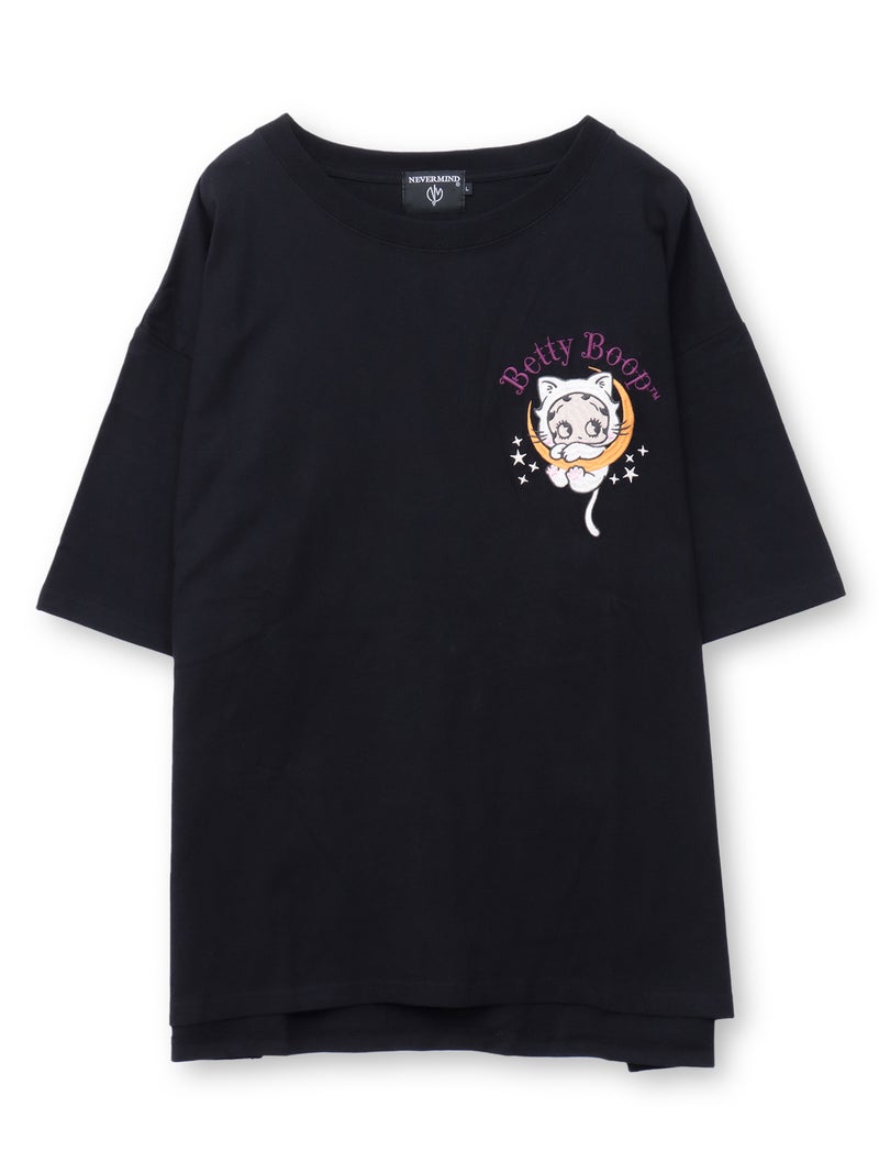 【BETTY BOOP】“黒猫&白猫ベイビーベティ”刺繍入りTシャツ〔別注〕