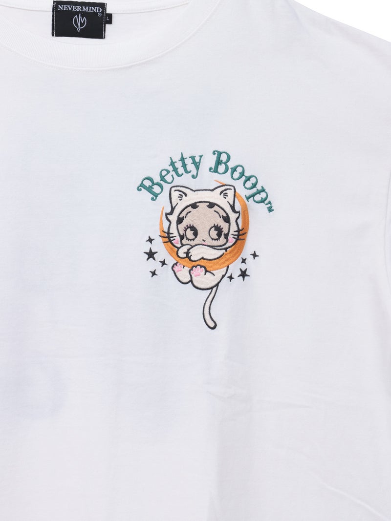 【BETTY BOOP】“黒猫&白猫ベイビーベティ”刺繍入りTシャツ〔別注〕