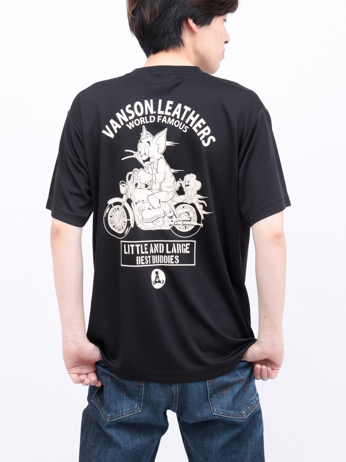 【VANSON×TOM and JERRY】“バイカーズトムジェリ”DRY素材Tシャツ