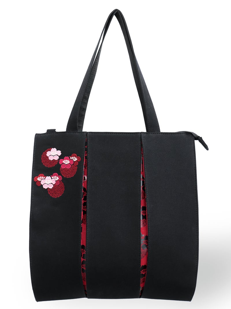 【雅結】桜刺繍 和生地切り替え2WAYタックトートバッグ