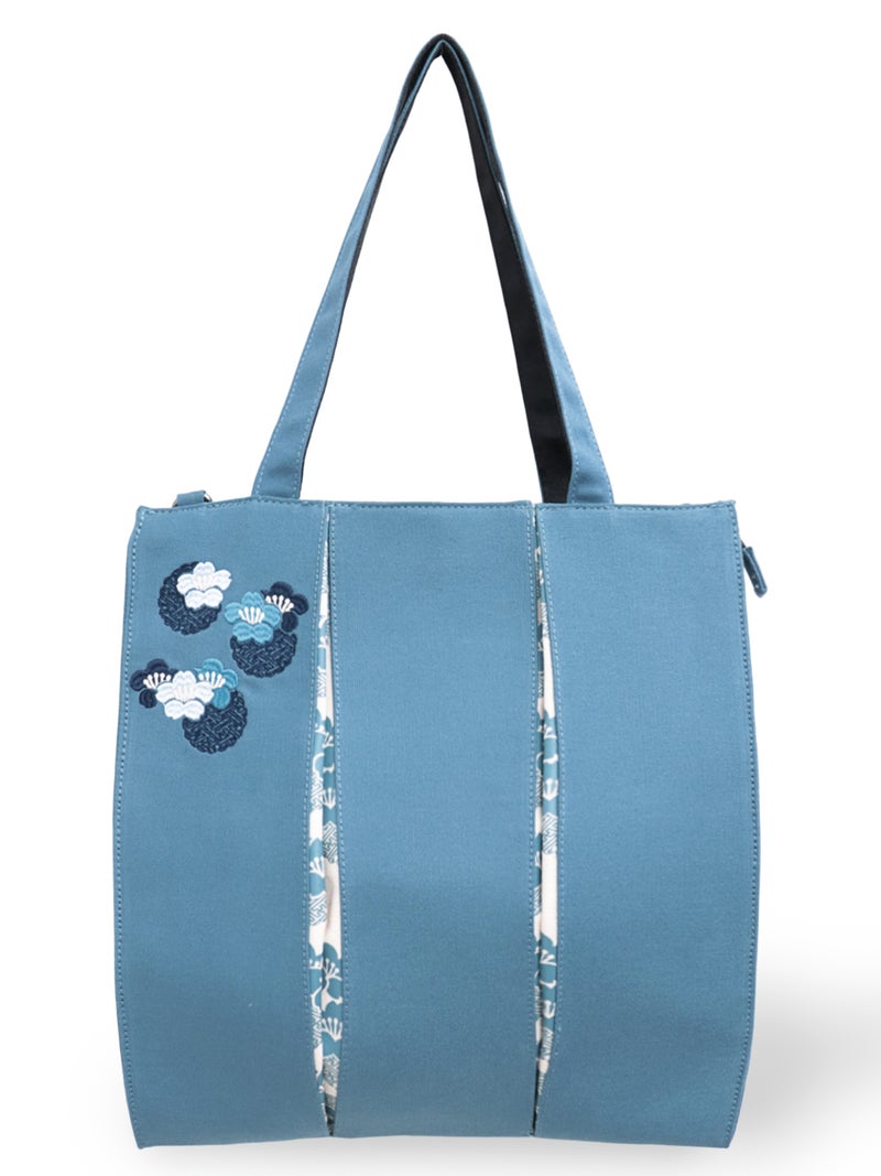 【雅結】桜刺繍 和生地切り替え2WAYタックトートバッグ