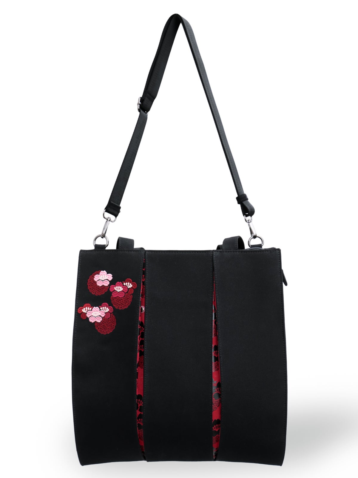 【雅結】桜刺繍 和生地切り替え2WAYタックトートバッグ