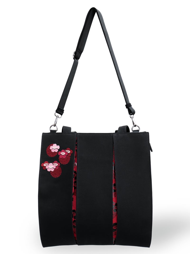 【雅結】桜刺繍 和生地切り替え2WAYタックトートバッグ