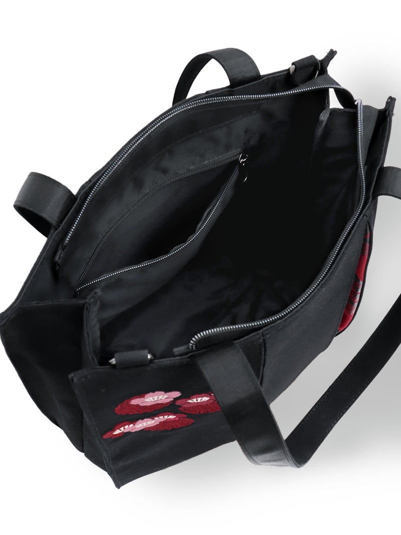 【雅結】桜刺繍 和生地切り替え2WAYタックトートバッグ