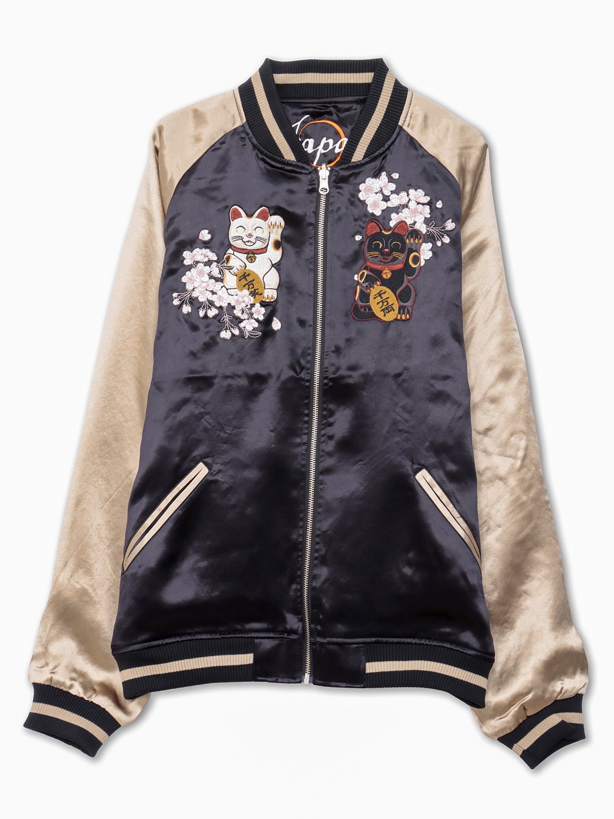 【絡繰魂】“桜招き猫”総刺繍リバーシブルスカジャン