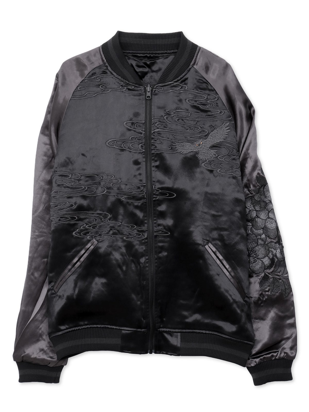 【絡繰魂・漆】“漆の梟”総刺繍リバーシブルスカジャン