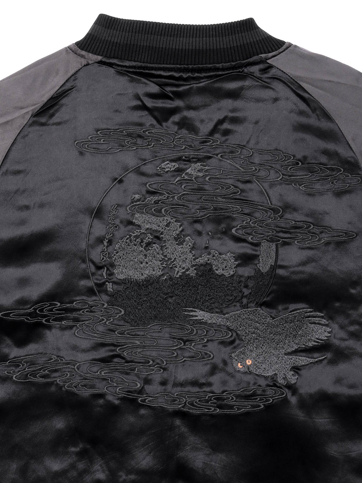 【絡繰魂・漆】“漆の梟”総刺繍リバーシブルスカジャン