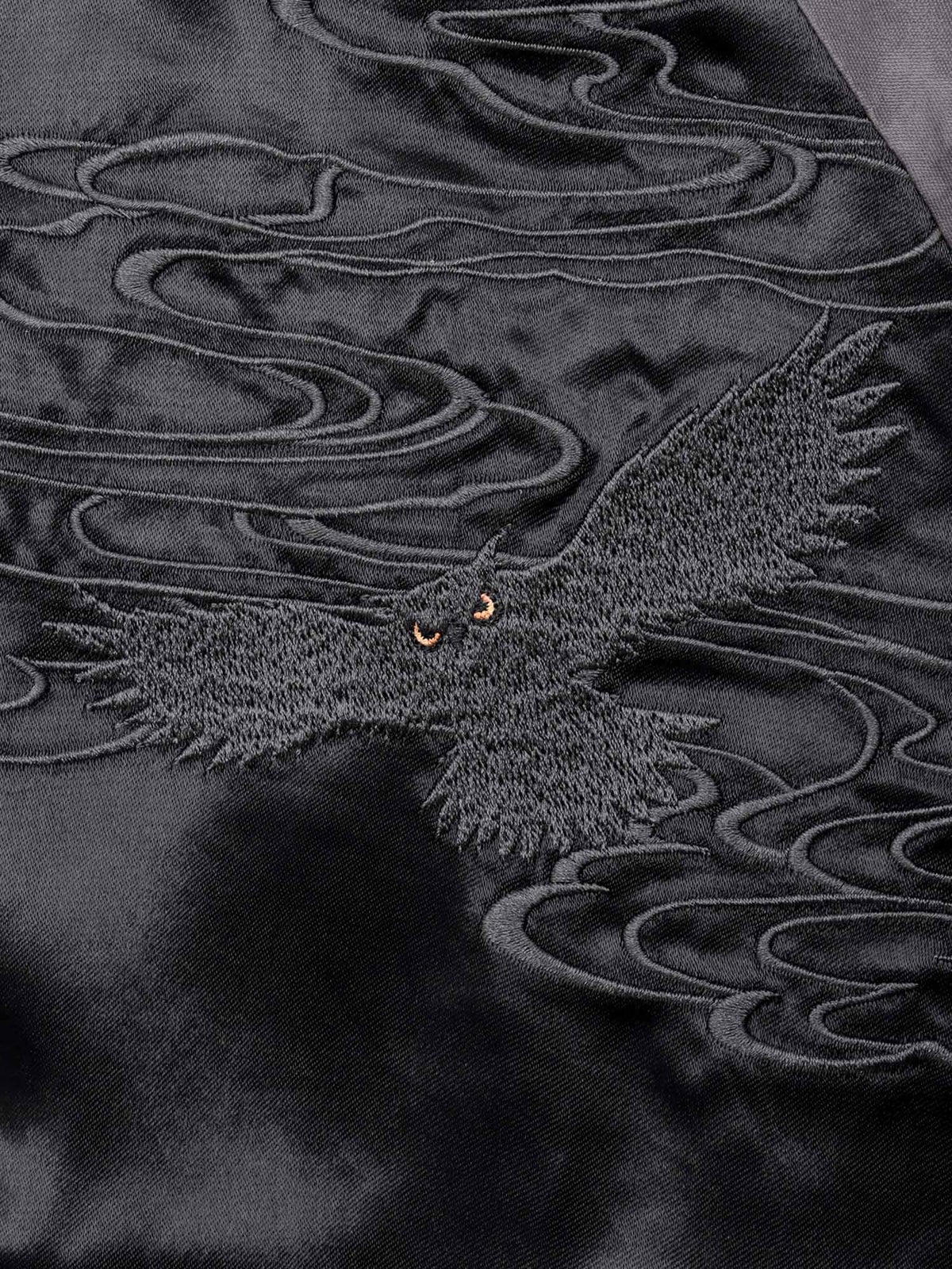 【絡繰魂・漆】“漆の梟”総刺繍リバーシブルスカジャン