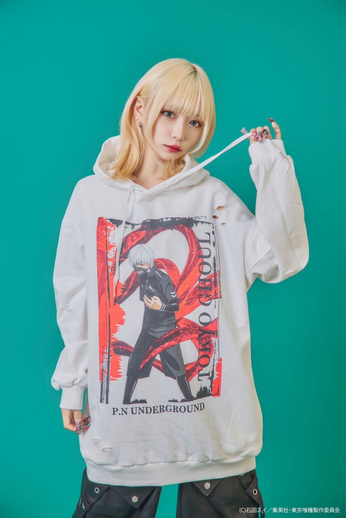 P.N UNDERGROUND×東京喰種】“金木研”ダメージプルパーカー | 流儀圧搾