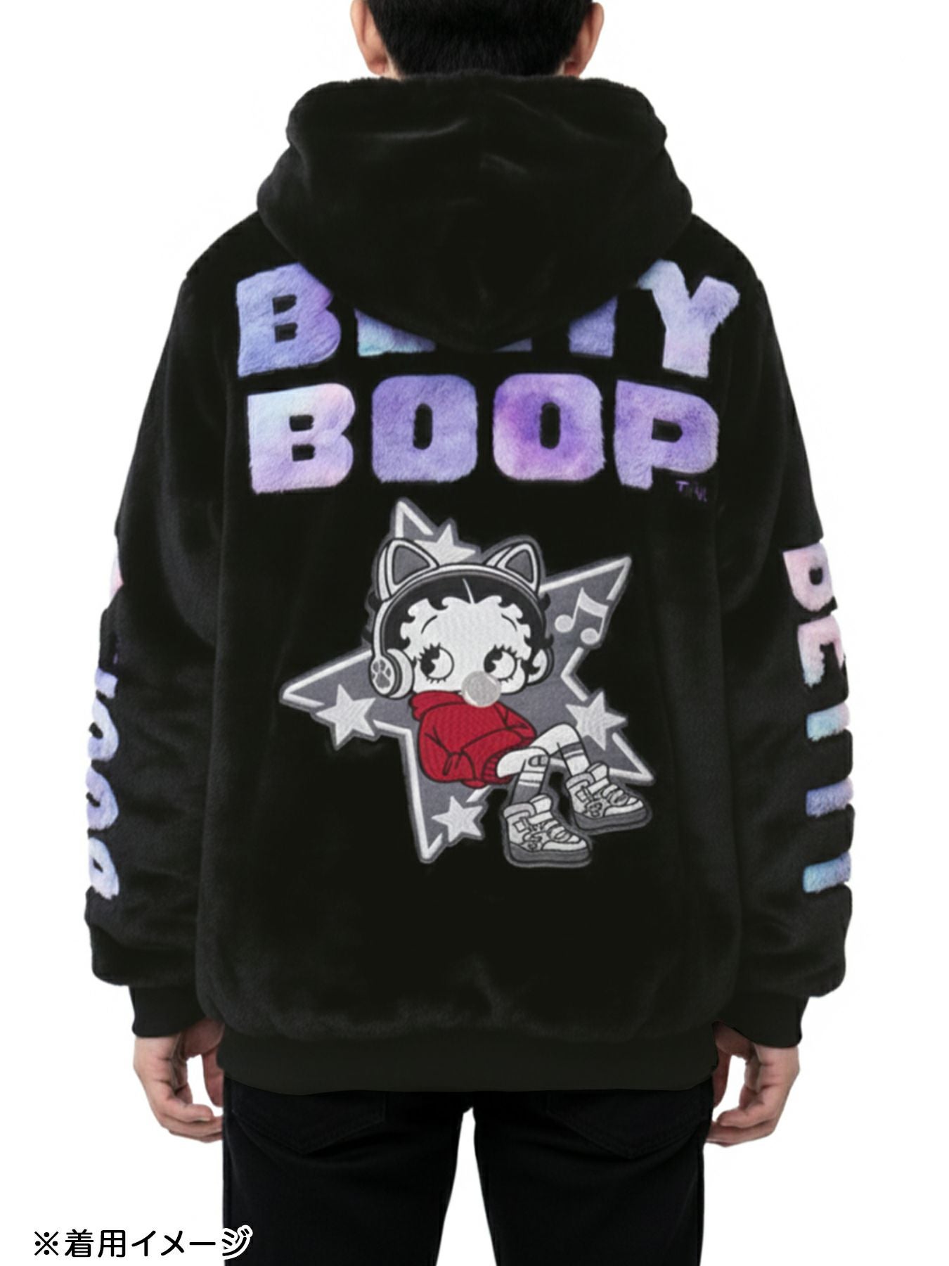 betty 異素材パーカー 黒 38九月中入荷 BETTY BOOP】“TOXIC BETTY”刺繍入りファーパーカー〔別注〕 | 流儀圧搾