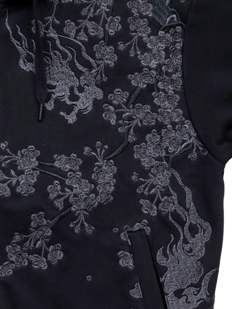 【絡繰魂・漆】“黒 猫又”総刺繍ZIPパーカー