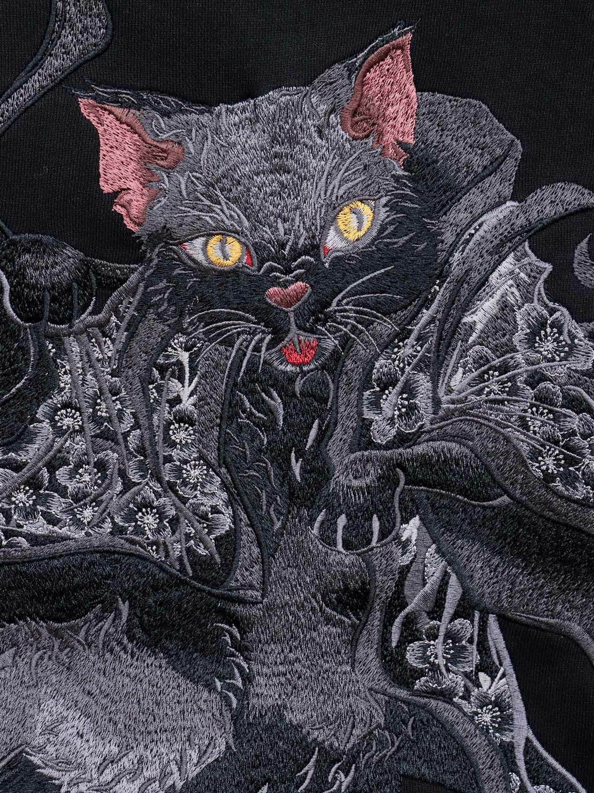 【絡繰魂・漆】“黒 猫又”総刺繍ZIPパーカー