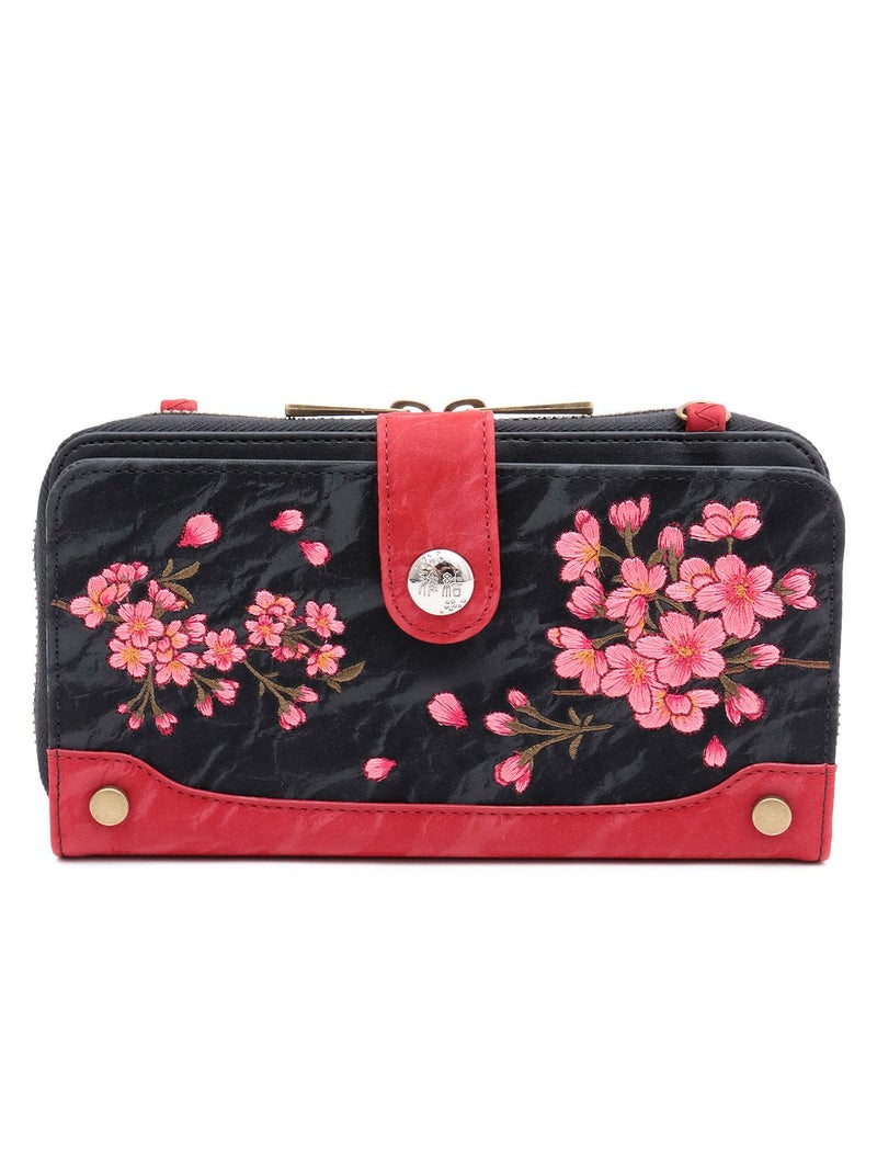 【雅結】桜刺繍ショルダーウォレット