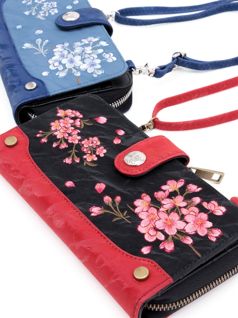 【雅結】桜刺繍ショルダーウォレット