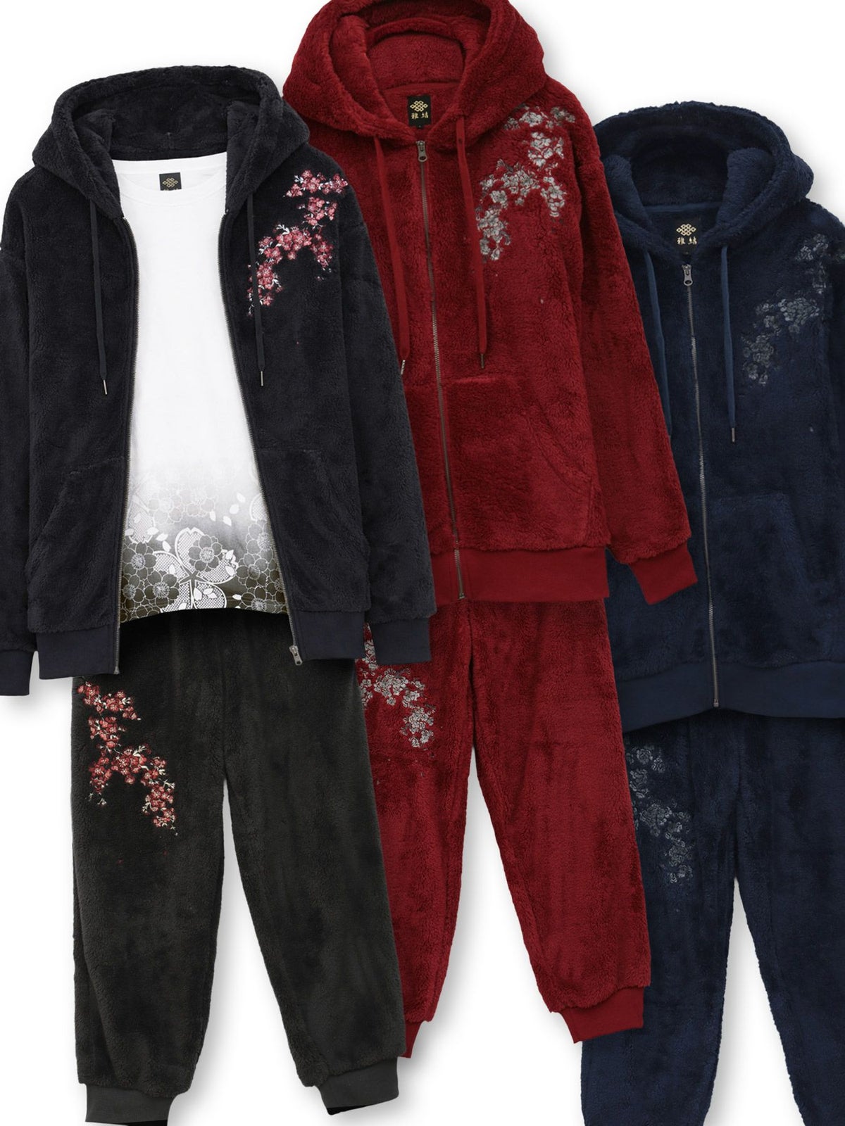 【雅結】桜刺繍ZIPパーカーアンサンブル