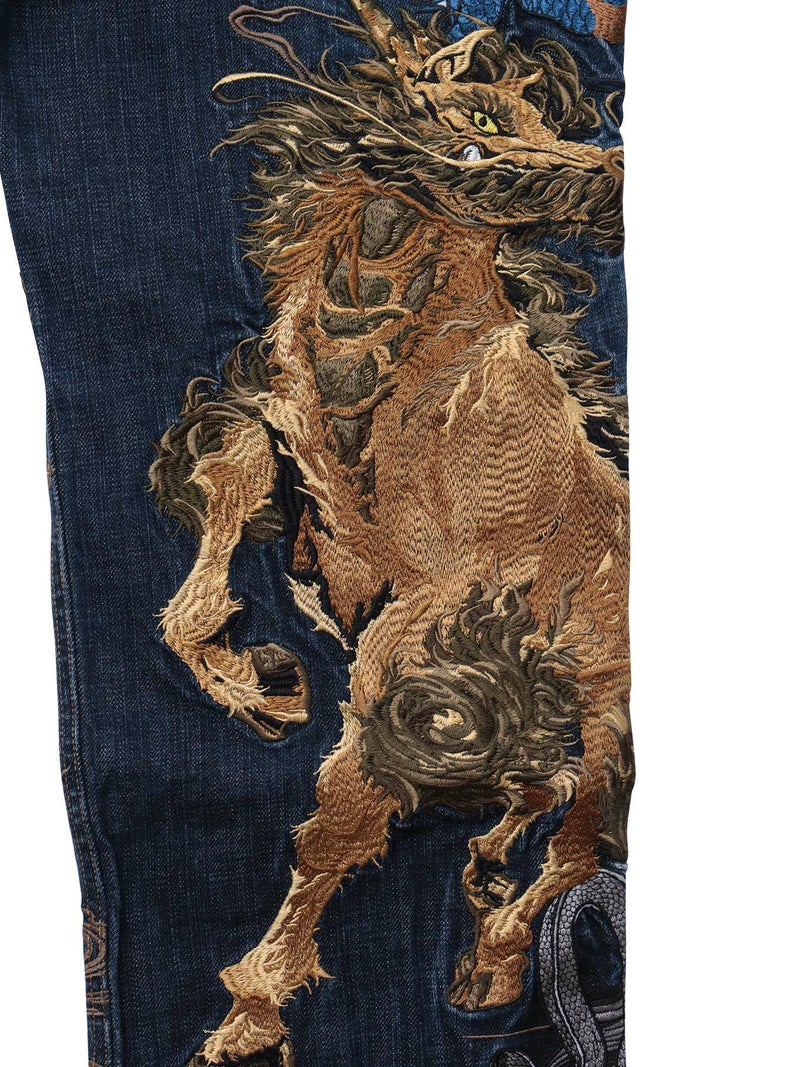  ＜春の予約会＞【絡繰魂・頂】“四神”総刺繍デニムパンツ〔別注〕