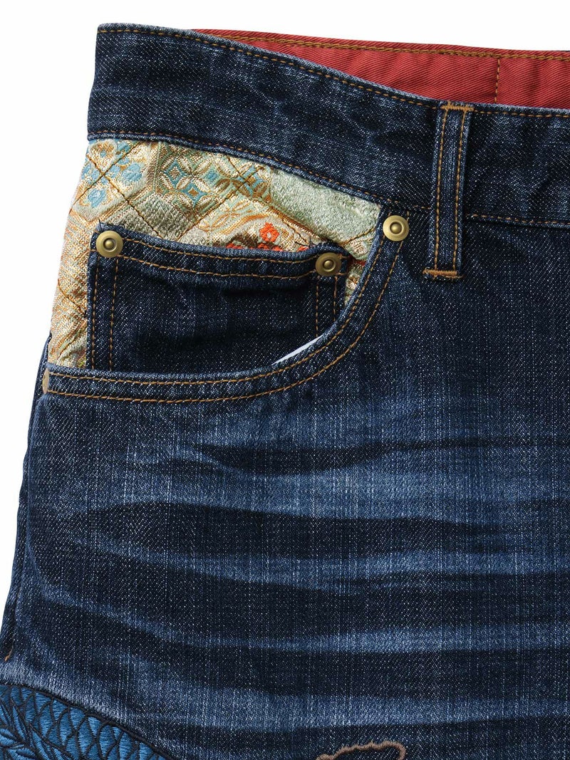  ＜春の予約会＞【絡繰魂・頂】“四神”総刺繍デニムパンツ〔別注〕