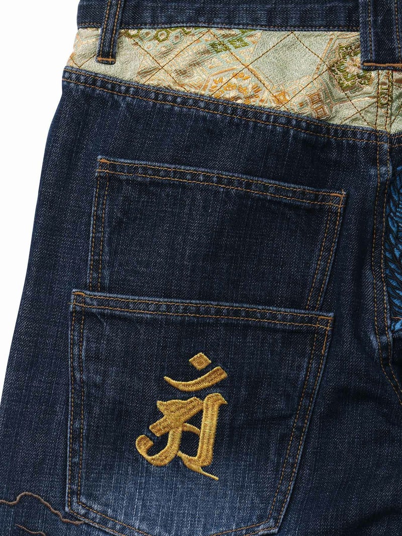  ＜春の予約会＞【絡繰魂・頂】“四神”総刺繍デニムパンツ〔別注〕