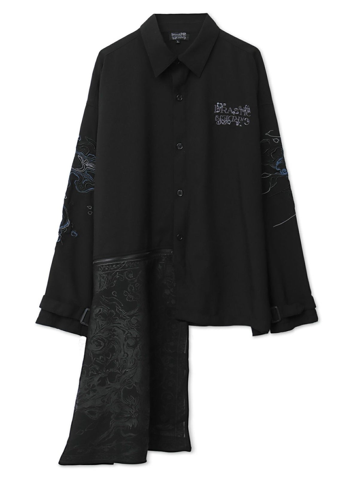 ＜春の予約会＞【DRASTIC GARDEN】“煙ノ桜”刺繡入り変形シャツ