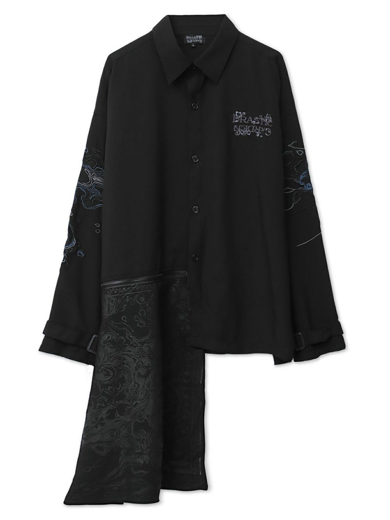 ＜春の予約会＞【DRASTIC GARDEN】“煙ノ桜”刺繡入り変形シャツ