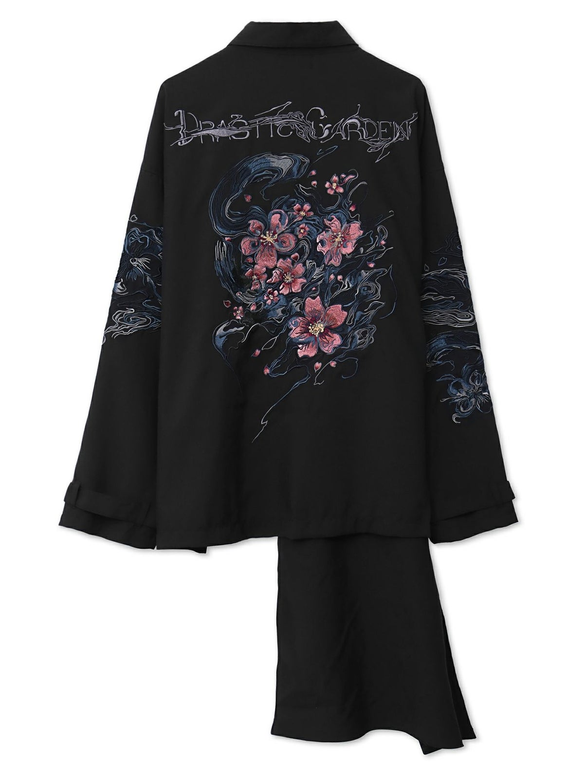 ＜春の予約会＞【DRASTIC GARDEN】“煙ノ桜”刺繡入り変形シャツ