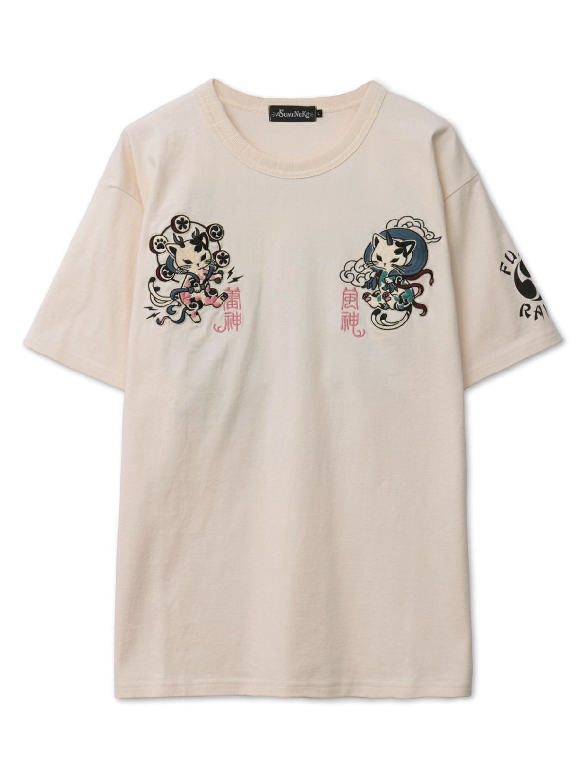 ＜春の予約会＞【SUMINEKO】“風雷墨猫”刺繍入りTシャツ
