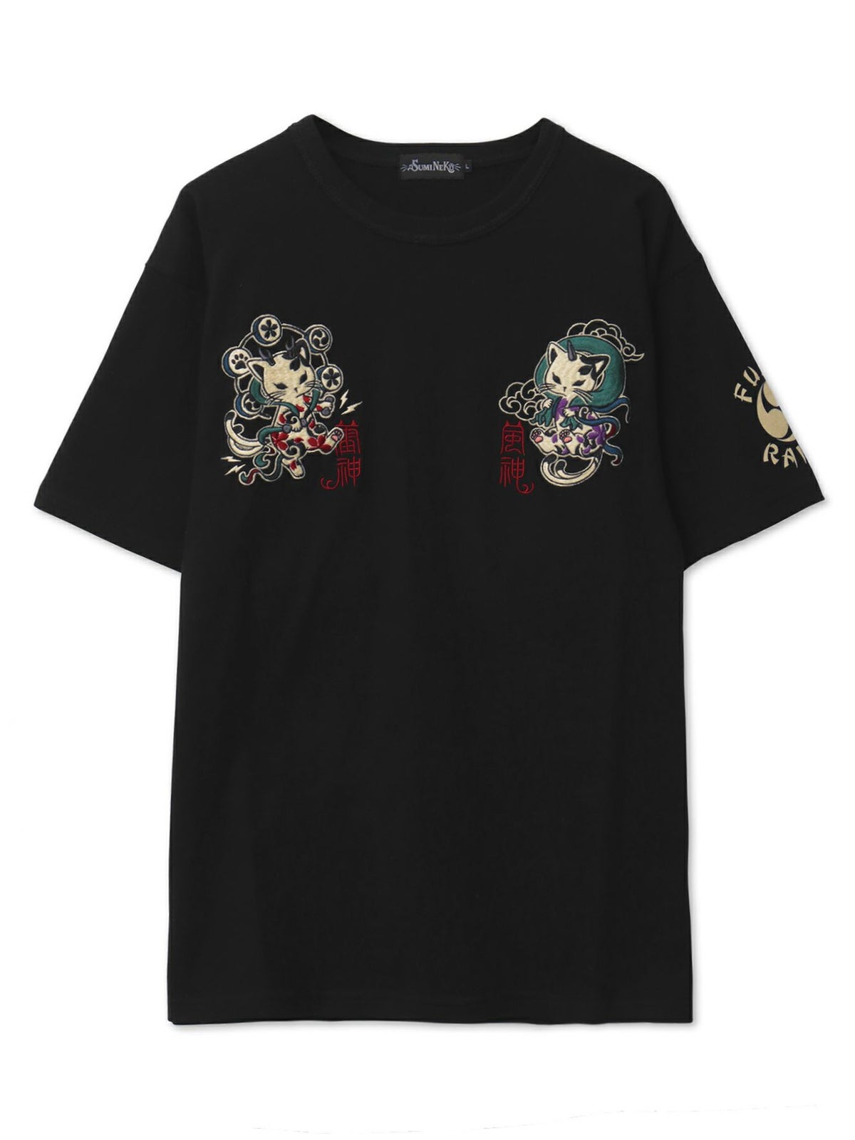 ＜春の予約会＞【SUMINEKO】“風雷墨猫”刺繍入りTシャツ