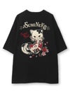  ＜春の予約会＞【SUMINEKO】“桜尽くし墨猫”刺繍入りBIGシルエットTシャツ
