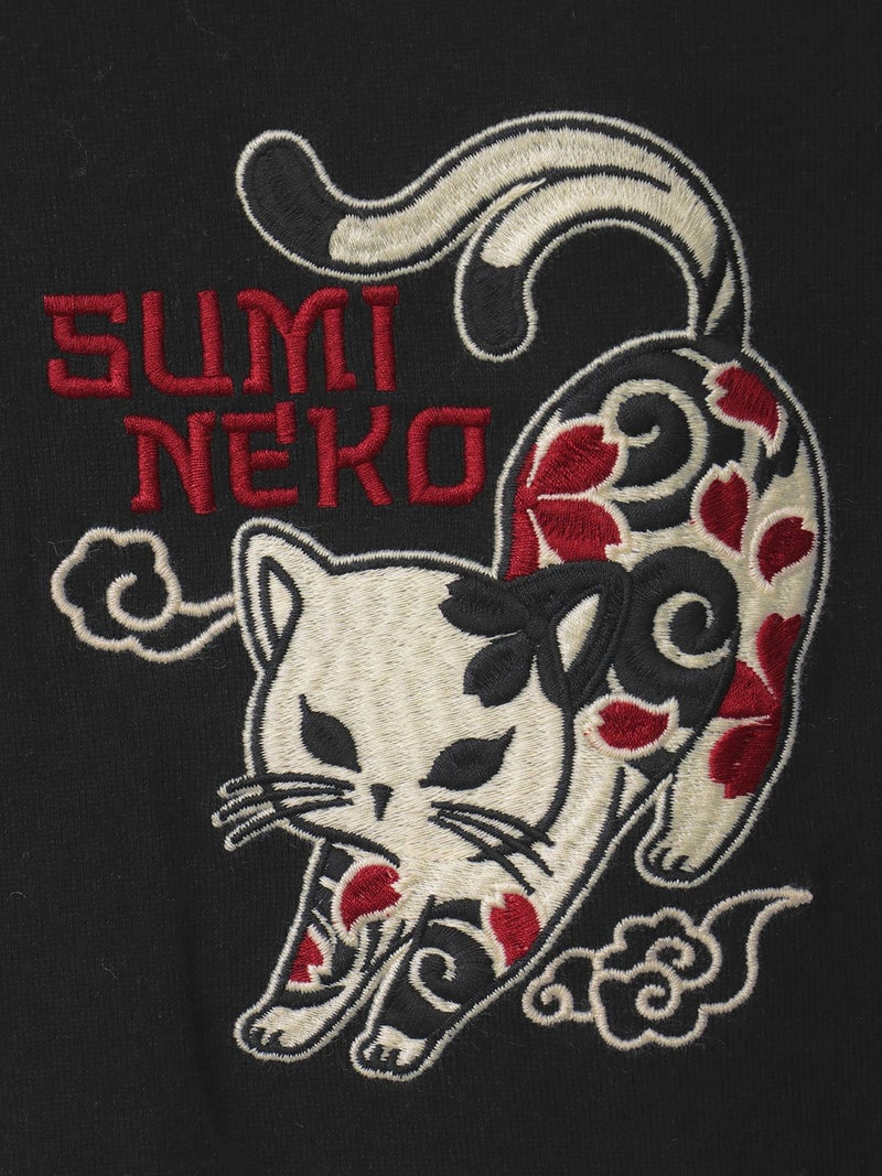 ＜春の予約会＞【SUMINEKO】“伸び猫”刺繍入りBIGシルエット半袖プルパーカー