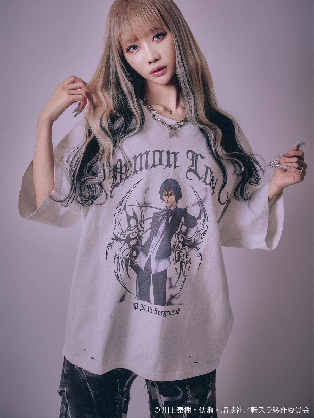【P.N UNDERGROUND×転生したらスライムだった件】“ディアブロ”ダメージTシャツ