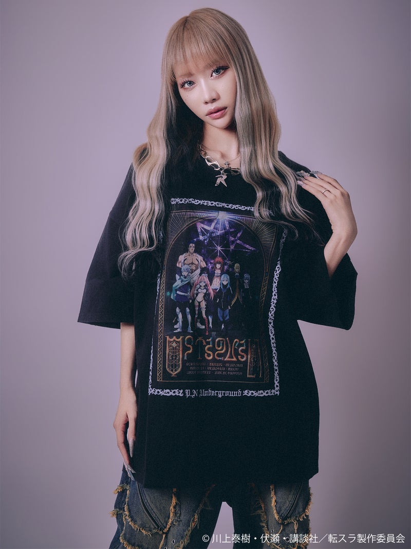 【P.N UNDERGROUND×転生したらスライムだった件】“オクタグラム”ダメージTシャツ