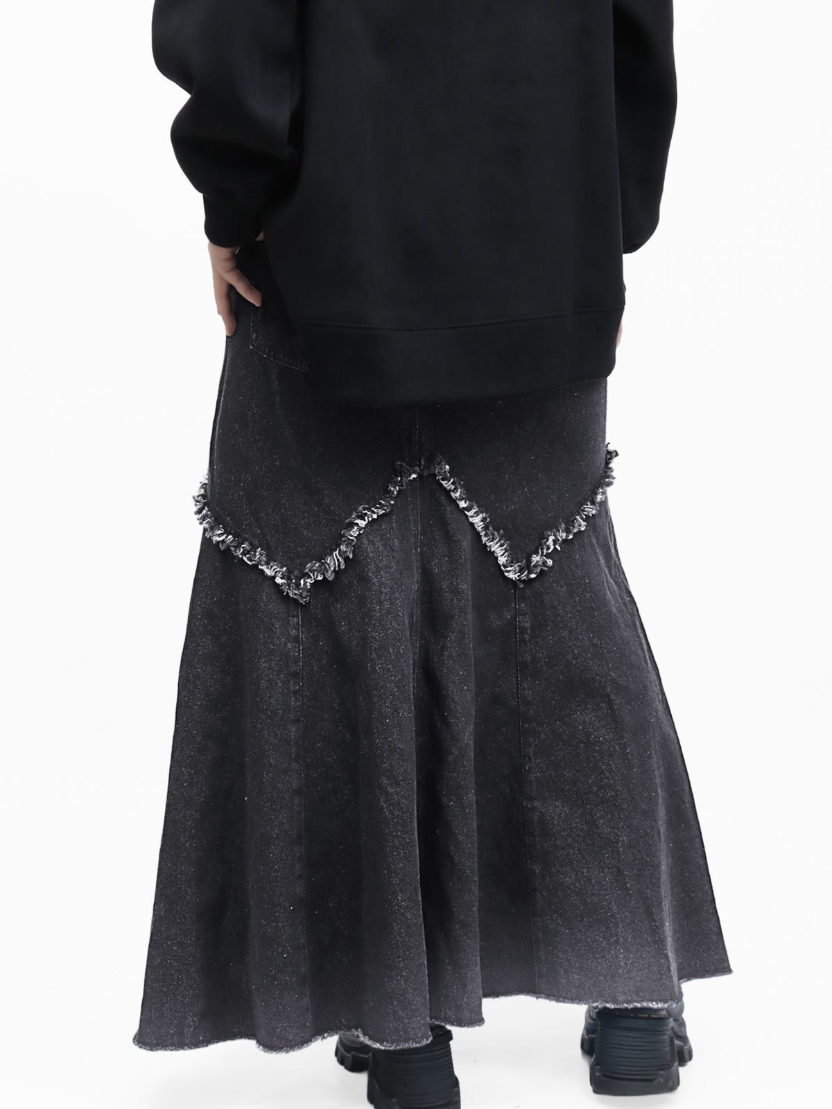 【雅結】百合刺繍デニムマーメイドスカート