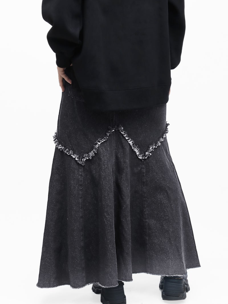 【雅結】百合刺繍デニムマーメイドスカート