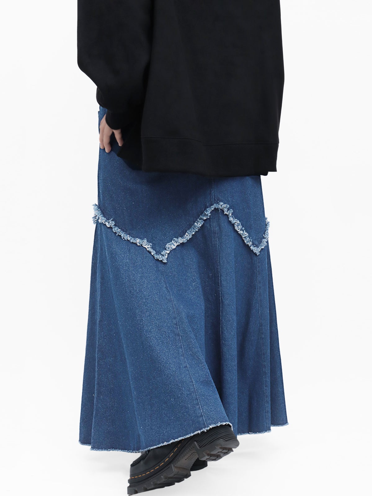 【雅結】百合刺繍デニムマーメイドスカート