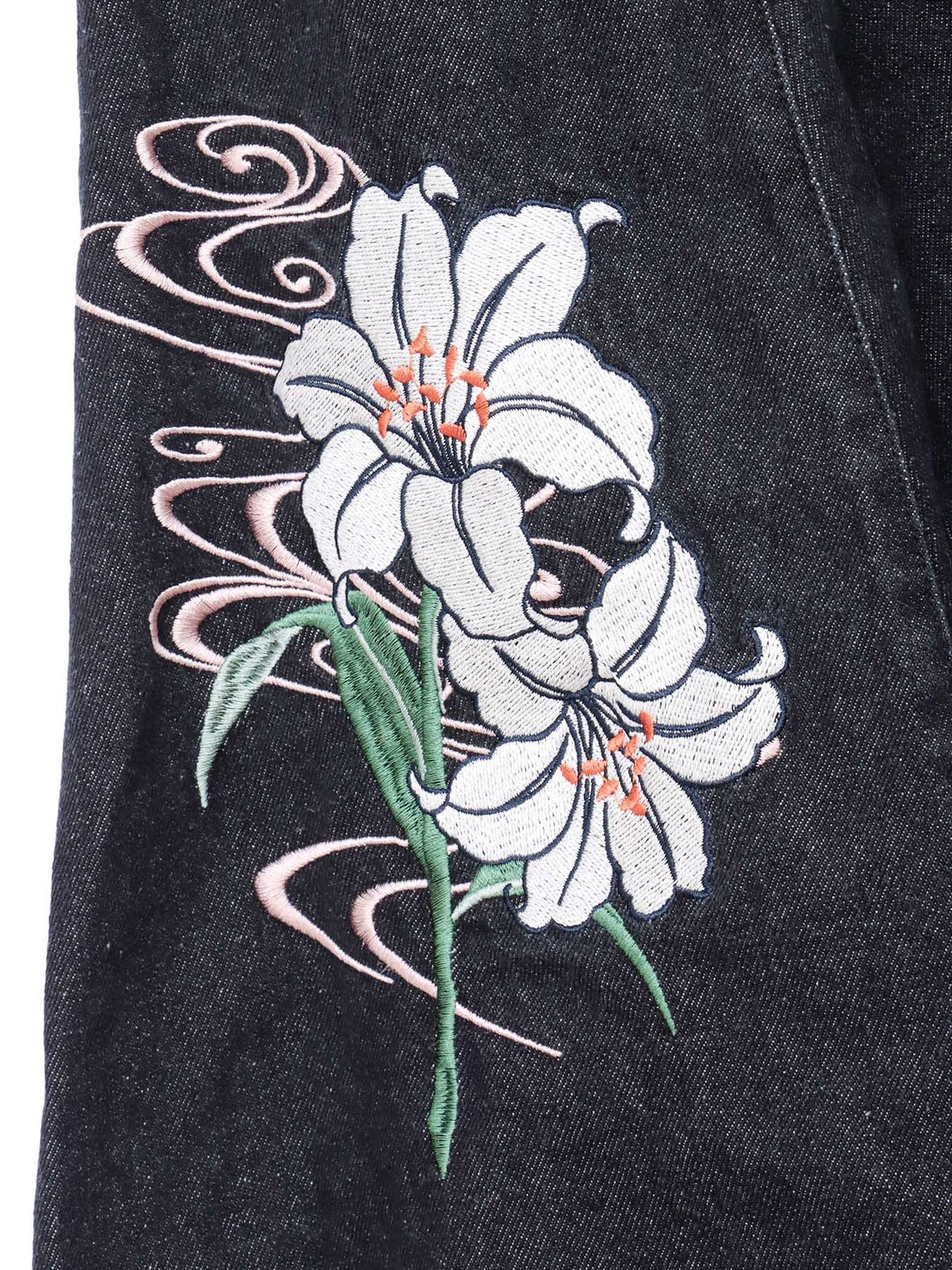 【雅結】百合刺繍デニムマーメイドスカート