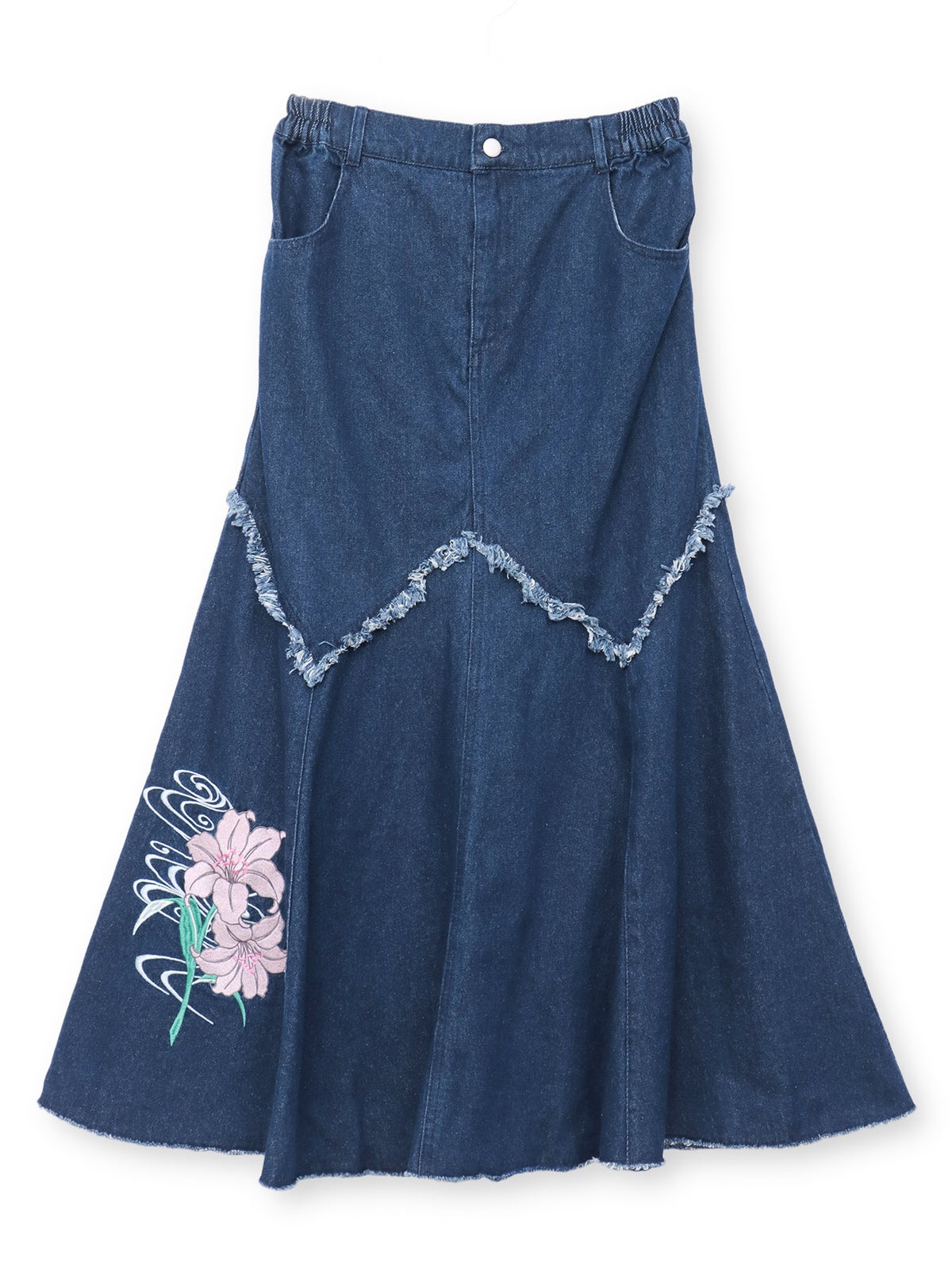 【雅結】百合刺繍デニムマーメイドスカート