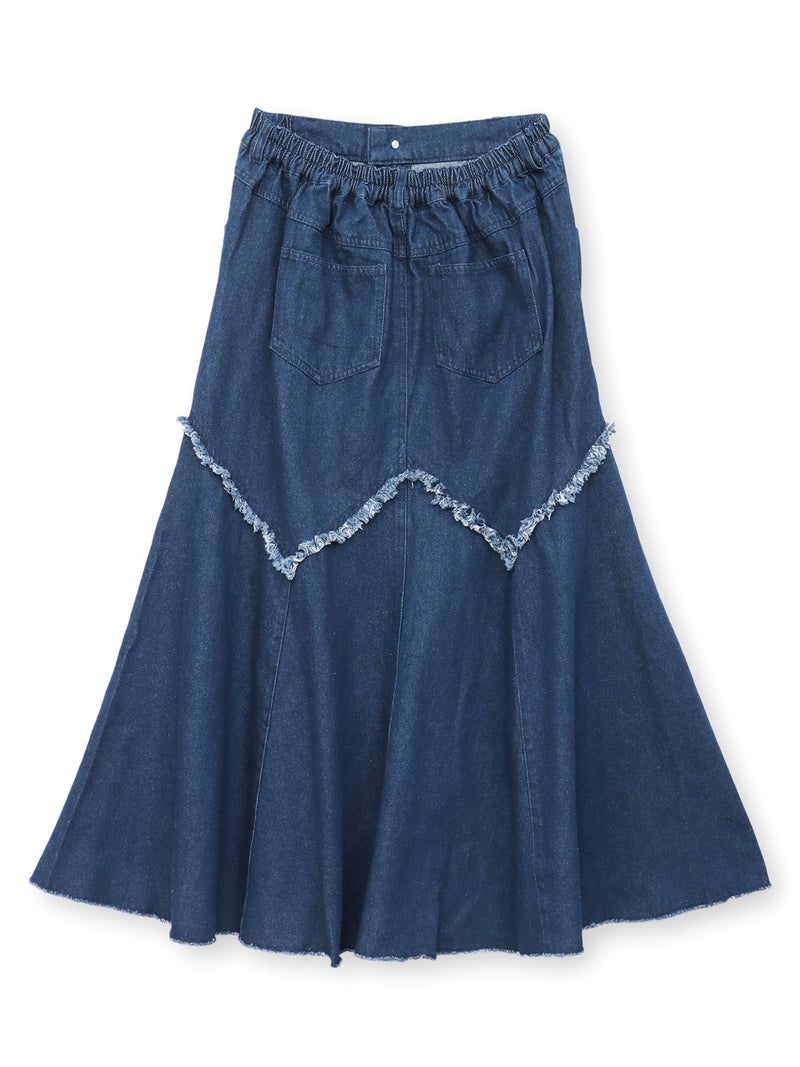 【雅結】百合刺繍デニムマーメイドスカート