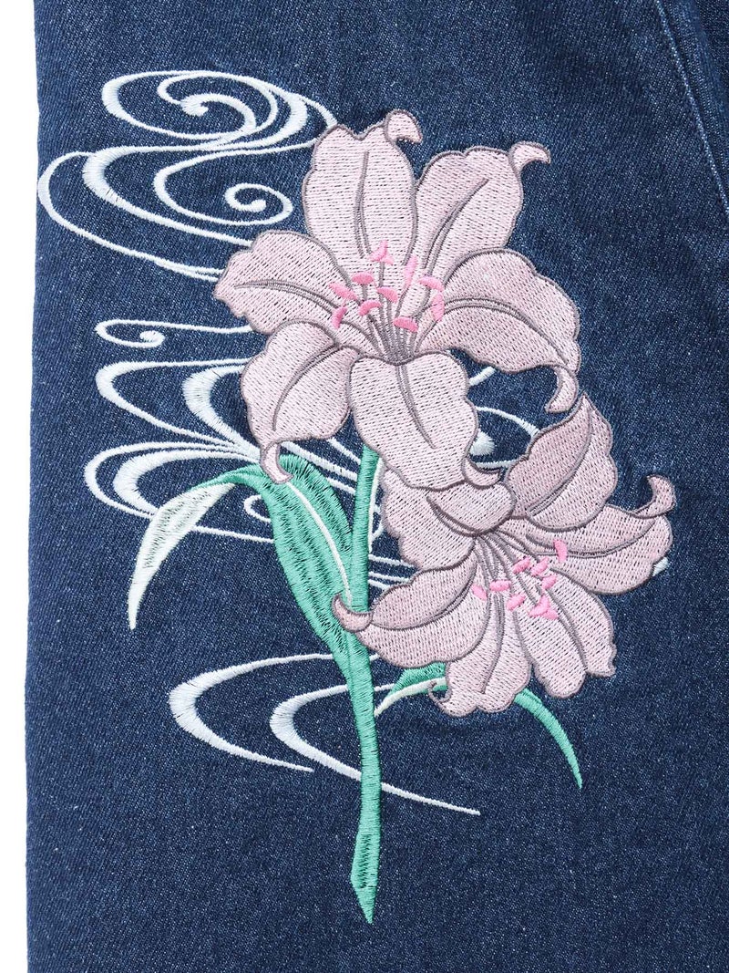【雅結】百合刺繍デニムマーメイドスカート
