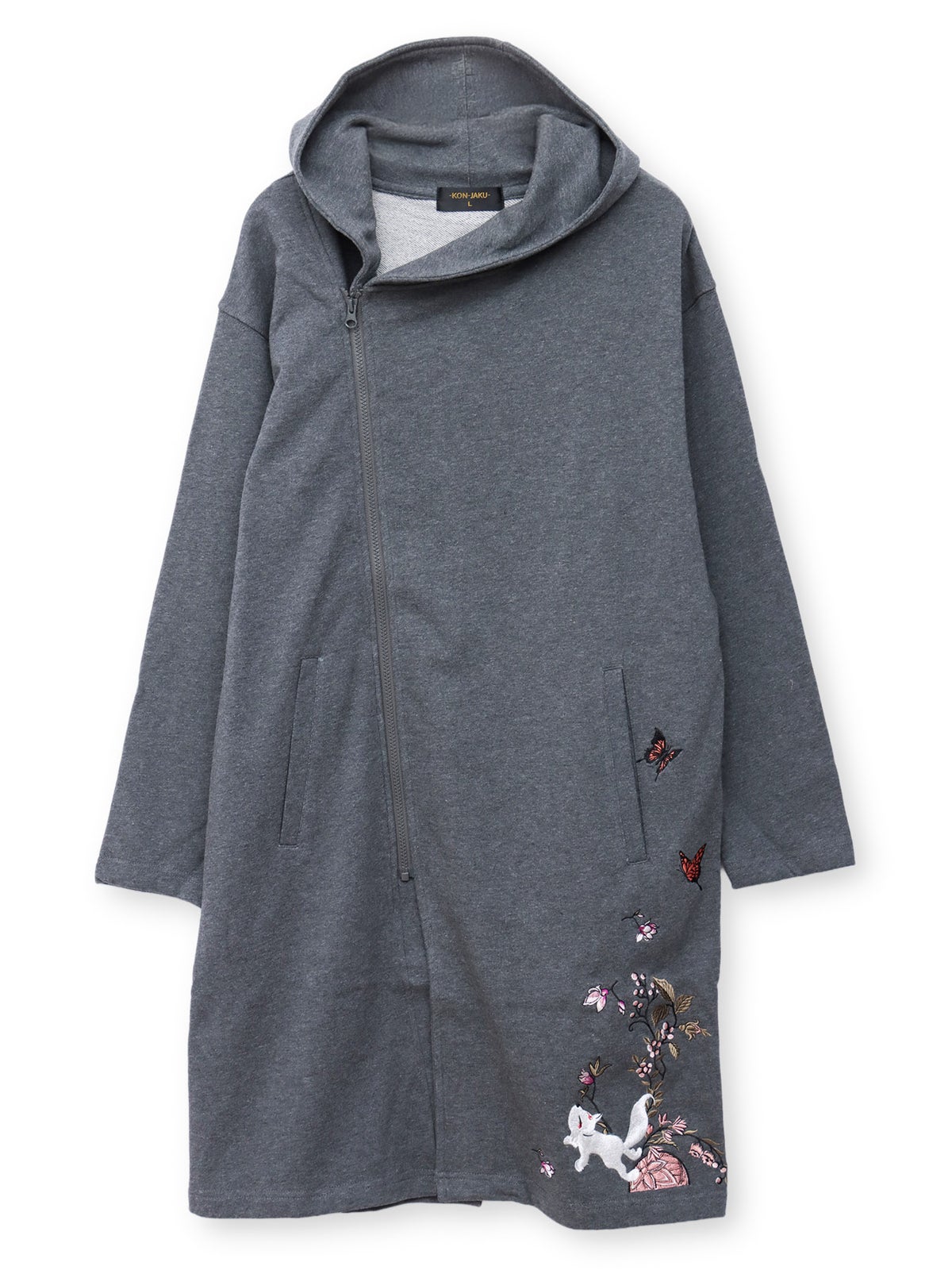 【今昔 -KON-JAKU-】“ビサンチンの花”ナナメZIPロングパーカー