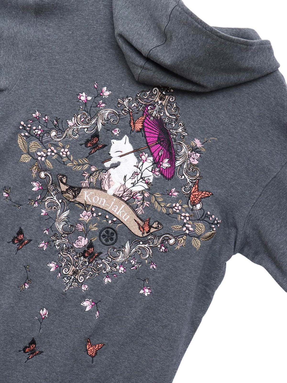 【今昔 -KON-JAKU-】“ビサンチンの花”ナナメZIPロングパーカー