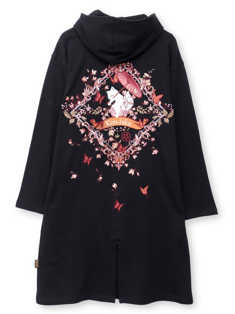 【今昔 -KON-JAKU-】“ビサンチンの花”ナナメZIPロングパーカー