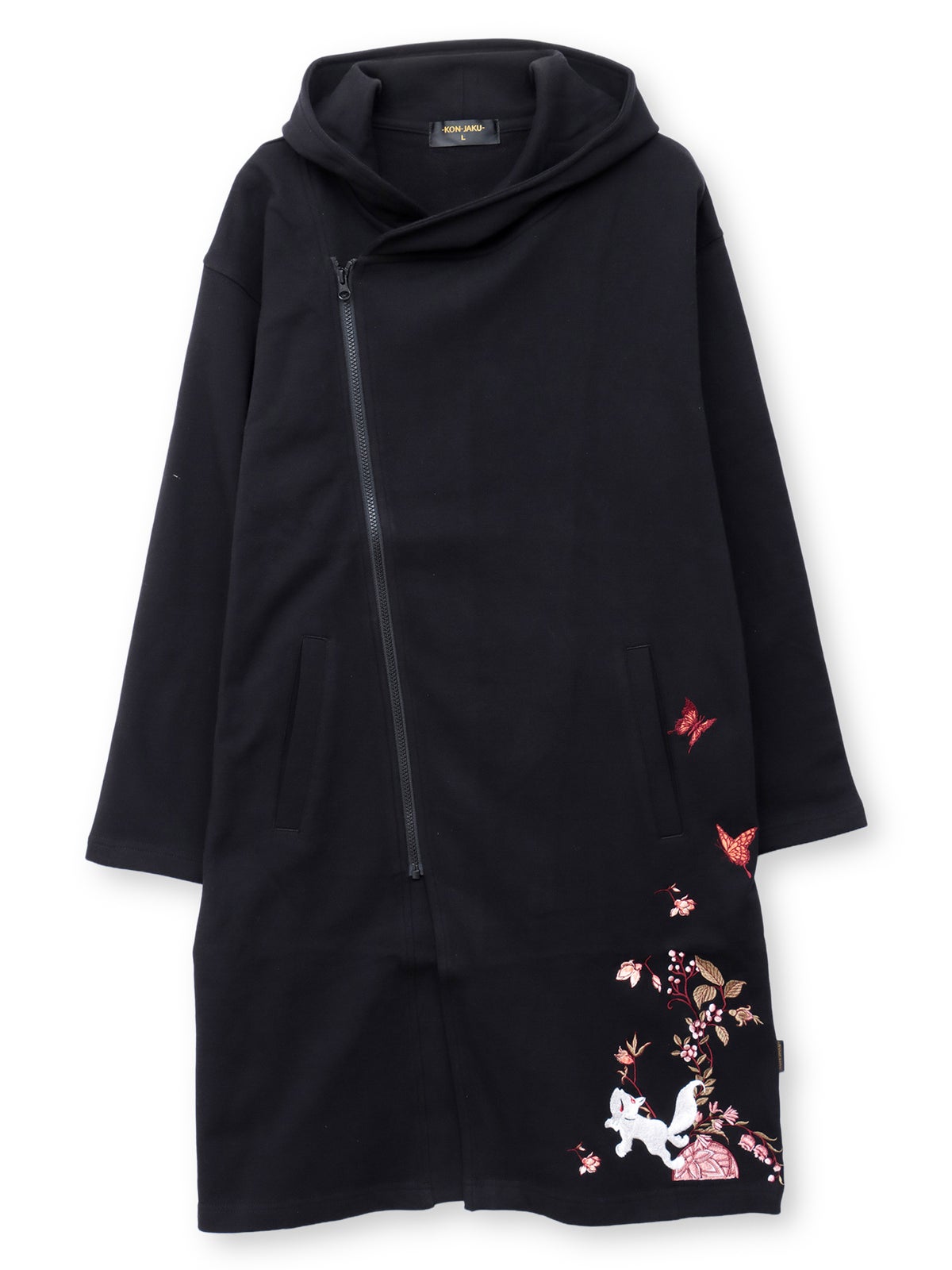 【今昔 -KON-JAKU-】“ビサンチンの花”ナナメZIPロングパーカー