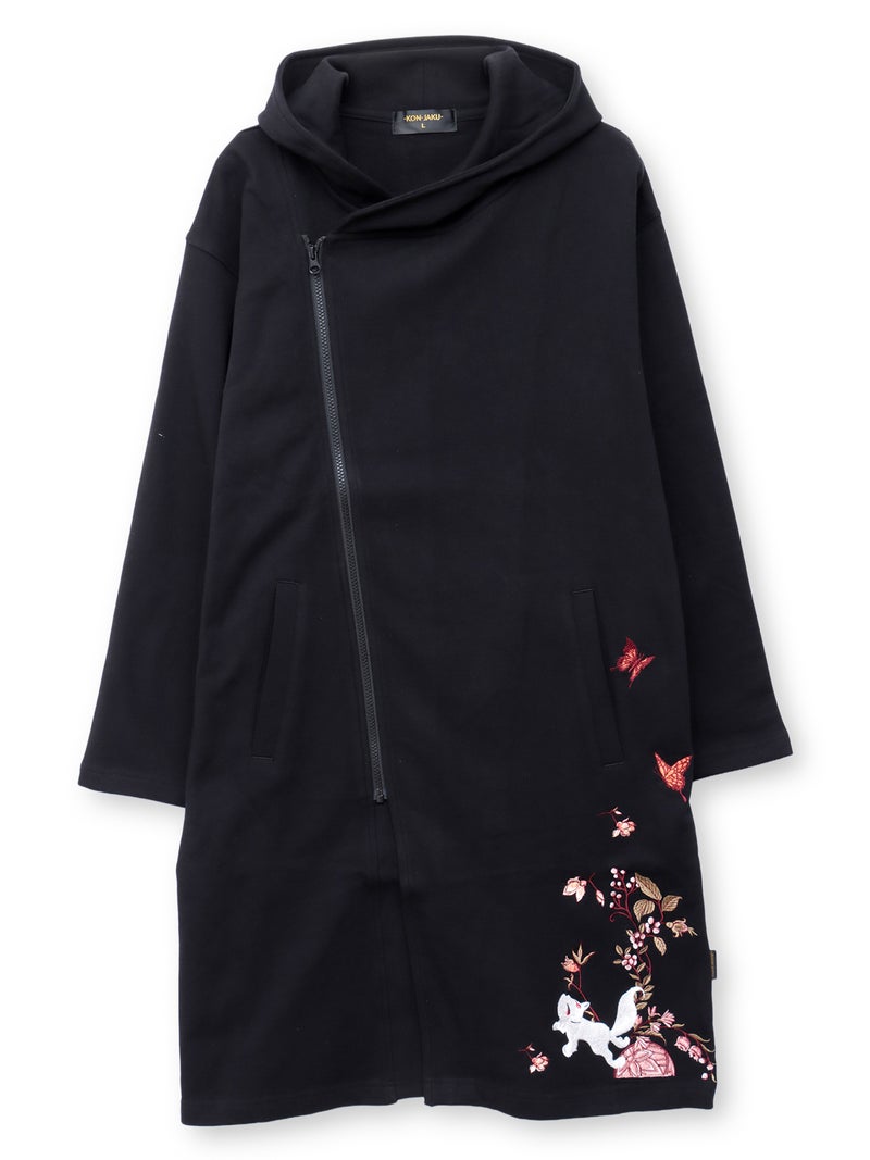 【今昔 -KON-JAKU-】“ビサンチンの花”ナナメZIPロングパーカー